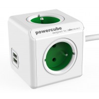 Elektrický rozbočovač (rozbočka) PowerCube Extended USB 1.5m, zelená (Green) [1]