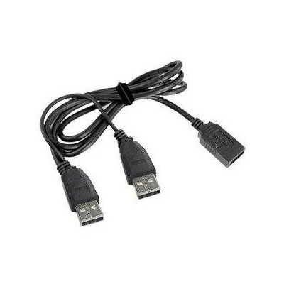 Kabel USB A-A 1m 2.0 prodluž, Duální, napájení