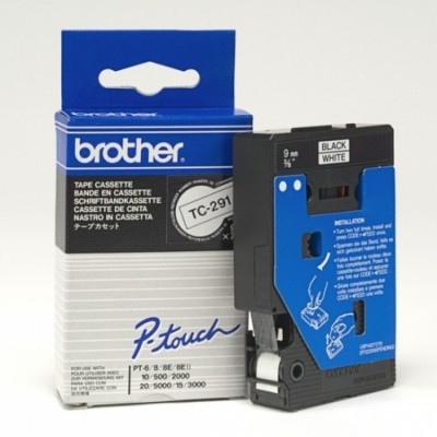 Černá / bílá páska pro štítkovače Brother TC-291 (TC 291, TC291) - Originální