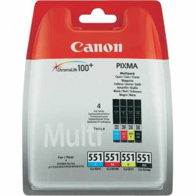 Barevné inkoustové kazety Canon CLI-551 CMYK Multi pack (CLI 551, CLI551) - Originální