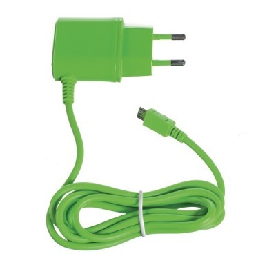 Cestovní nabíječka CELLY s konektorem microUSB, 1A, zelená, blister - zelená