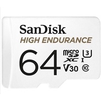 SanDisk 64GB microSDHC Card High Endurance (R:100/W:40 MB/s, Class 10, U3 V30) + Adapter