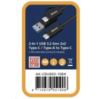 AKASA - 2v1 USB 3.2 Gen 2 Type-C/A na Type-C, 1m
