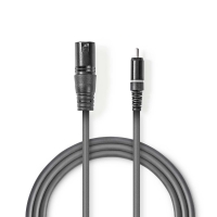 Nevyvážený Audio Cable | XLR 3pinový Zástrčka | RCA Zástrčka | Poniklované | 1.50 m | Kulatý | PVC | Tmavě Šedá | Karton