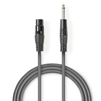 Nevyvážený Audio Cable | XLR 3kolíková Zásuvka | Muž 6,35 mm | Poniklované | 3.00 m | Kulatý | PVC | Tmavě šedá | Karton