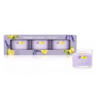 Yankee Candle Lemon Lavender votivní svíčka ve skle 3 x 37 g