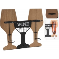 Stojan Homestyling na víno, 3 lahve dřevo / kov KO-HZ1961830