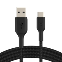BELKIN kabel oplétaný USB-C - USB-A, 2m, černý