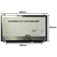 LCD PANEL 15,6" FHD 1920x1080 30PIN MATNÝ / ÚCHYTY NAHOŘE A DOLE