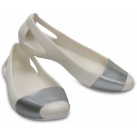 Dámské baleríny Crocs Sienna Shiny Flat, Oyster / Silver [4]