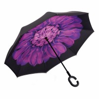 Oboustranný deštník s vnitřním potiskem fialového květu [1]