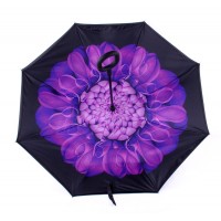 Oboustranný deštník s vnitřním potiskem fialového květu [2]