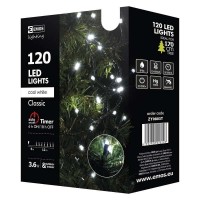 Vánoční řetěz EMOS, 120 LED, studená bílá, 12 m, časovač (1)
