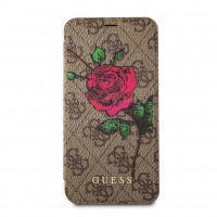 Pouzdro (obal) na mobil Apple iPhone X Guess 4G Flower Desire Book GUFLBKPX4GROB, hnědé [2]