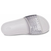 Dámské pantofle Crocs Sloane Graphic Etchet Slide, Pearl White / Silver [5]