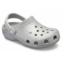 Dětské pantofle (nazouváky) Crocs Classic Glitter Clog Kids, Silver [1]