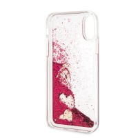 Kryt (obal) na mobil Apple iPhone X/XS Guess Liquid Glitter Hearts Rapsberry GUHCPXGLHFLRA [3]