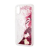 Kryt (obal) na mobil Apple iPhone X/XS Guess Liquid Glitter Hearts Rapsberry GUHCPXGLHFLRA [4]