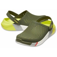 Pantofle (nazouváky) Crocs LiteRide Colorblock Clog, Army Green / White [4]