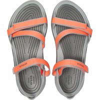 Dámské sandály Crocs Swiftwater Webbing Sandal Women, Bright Coral / Light Grey [5]