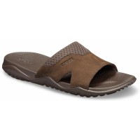 Pánské pantofle Crocs Swiftwater Leather Slide, Espresso [1]