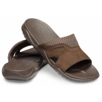 Pánské pantofle Crocs Swiftwater Leather Slide, Espresso [4]