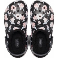 Dámské zimní boty (nazouváky) Crocs Classic Printed Lined Clog, Floral / Black [5]