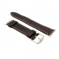 Kožený řemínek FIXED Berkeley pro Apple Watch 42 mm a 44 mm se stříbrnou sponou, velikost L, uhlově hnědý [3]
