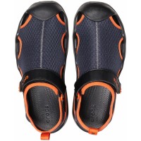 Pánské sandály Crocs Swiftwater Mesh Deck Sandal, Navy/Tangerine [5]
