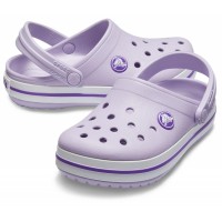 Damské a juniorské pantofle Crocs Crocband Juniors - Lavender/Neon Puprle [4]