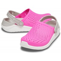 Chlapecké, dívčí a dámské pantofle (nazouváky) Crocs LiteRide Clog Juniors - Electric Pink/White [6]