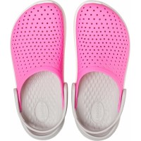 Chlapecké, dívčí a dámské pantofle (nazouváky) Crocs LiteRide Clog Juniors - Electric Pink/White [7]