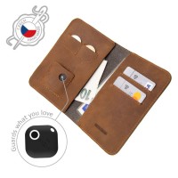 Kožená peněženka FIXED Smile Wallet XL se smart trackerem FIXED Smile Motion, hnědá [15]