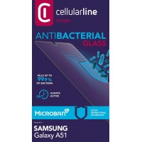 Antimikrobiální ochranné tvrzené sklo Cellularline Antibiom pro Samsung Galaxy A51, černé [2]
