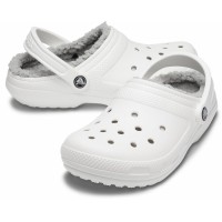 Dámské a pánské zimní nazouváky (pantofle) Crocs Classic Lined Clog - White/Grey [5]
