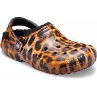 Dámské zimní nazouváky (pantofle) Crocs Classic Lined Animal Print - Leopard / Black [1]