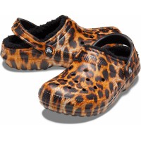 Dámské zimní nazouváky (pantofle) Crocs Classic Lined Animal Print - Leopard / Black [4]
