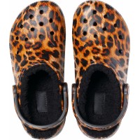 Dámské zimní nazouváky (pantofle) Crocs Classic Lined Animal Print - Leopard / Black [5]