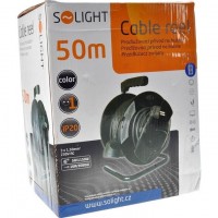 Solight prodlužovací přívod na bubnu, 1 zásuvka, 50m, černý kabel, 3x 1,5mm2 [1]