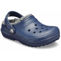 Dětské zimní pantofle (nazouváky) Crocs Classic Lined Clog Kids, Navy / Charcoal [2]
