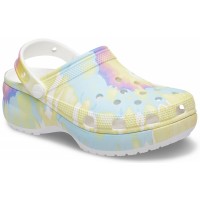 Dámské pantofle (nazouváky) na platformě Crocs Classic Tie-Dye Graphic Clog - White [1]