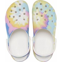 Dámské pantofle (nazouváky) na platformě Crocs Classic Tie-Dye Graphic Clog - White [5]