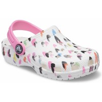 Dámské a dívčí pantofle (nazouváky) Crocs Classic Heart Print Clog Juniors - White [1]