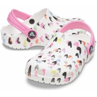 Dámské a dívčí pantofle (nazouváky) Crocs Classic Heart Print Clog Juniors - White [4]
