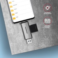 AXAGON CRE-SAC, USB3.2 Gen 1 Type-C + Type-A externí čtečka karet SD/microSD, podpora UHS-I [6]