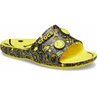 Dámské a pánské nazouváky (pantofle) Classic Crocs Smiley Slide - Lemon / Black [1]