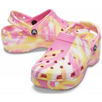 Dámské pantofle (nazouváky) na platformě Crocs Classic Platform Marbled Clog - Pink Lemonade [5]