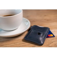 Kožené pouzdro na karty FIXED Smile Cards se smart trackerem FIXED Smile Pro, modré [6]