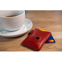 Kožené pouzdro na karty FIXED Smile Cards se smart trackerem FIXED Smile Pro, červené [6]