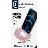 Transparentní zadní kryt Cellularline Neck-Case s růžovou šňůrkou na krk pro Apple iPhone 12 PRO [2]